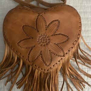 Mexican handmade leather Heart crossbody purse